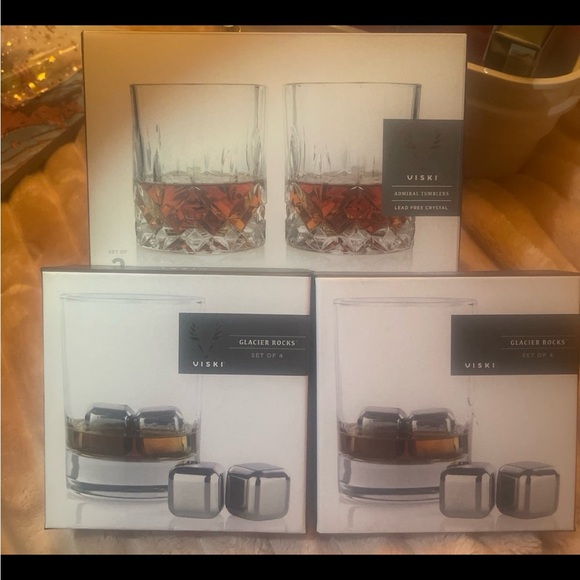 viski Other - Viski Crystal Glasses and Glacier Rocks Set